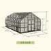 Vego Pacific Greenhouse 12.5 by 20.5 feet dimensional drawing showing exterior width, length, height and doors.