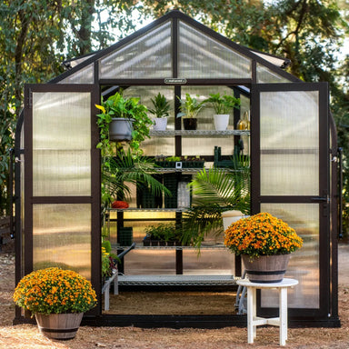 front open doors image of the vego pacific 8.5 feet wide greenhouse