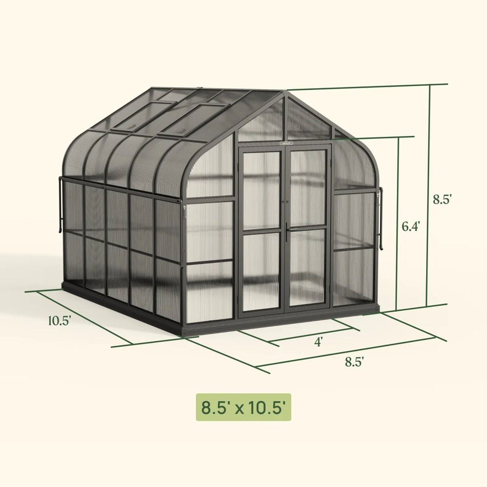 vego pacific greenhouse 8.5'x10.5' dimensions