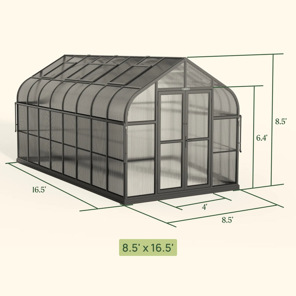 vego pacific greenhouse 8.5'x16.5' dimensions