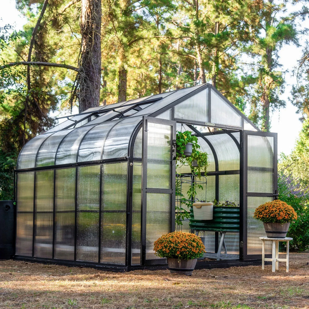 vego pacific greenhouse 8.5 wide model in the backyard
