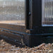 close up view of the aluminum base frame of the vego pacific greenhouse