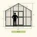 Front elevation of Vego Victorian Greenhouse 10.5ft Wide showing overall width, height and double-door dimensions