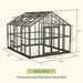 Vego Victorian Greenhouse 10.5 x 12.5 ft glass-hybrid model with tempered glass walls, polycarbonate roof and dimension labels