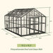 Vego Victorian Greenhouse 10.5 x 16.5 ft glass-hybrid model with tempered glass walls, polycarbonate roof and dimension labels