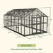 Vego Victorian Greenhouse 10.5 x 20.5 ft glass-hybrid model with tempered glass walls, polycarbonate roof and dimension labels